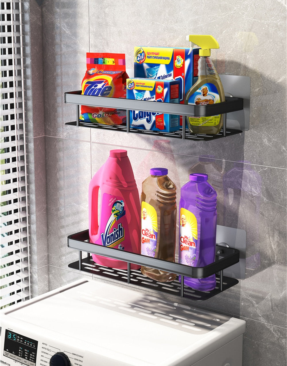Orthorun | Metal Suction Cup Bathroom Shelves – No-Drill Rustproof Storage Rack for Shower
