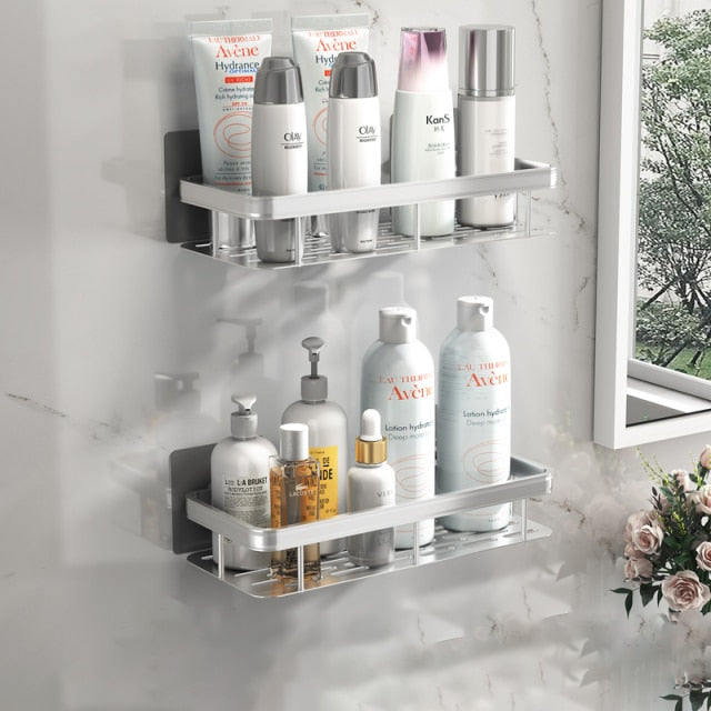 Orthorun | Metal Suction Cup Bathroom Shelves – No-Drill Rustproof Storage Rack for Shower