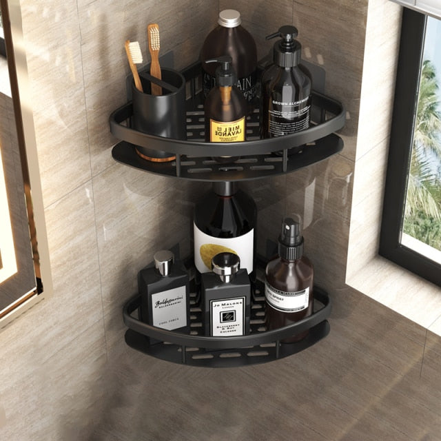 Orthorun | Metal Suction Cup Bathroom Shelves – No-Drill Rustproof Storage Rack for Shower