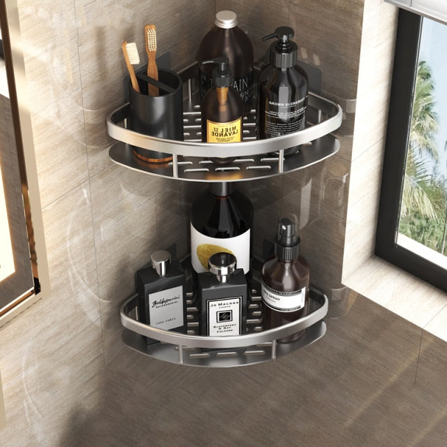 Orthorun | Metal Suction Cup Bathroom Shelves – No-Drill Rustproof Storage Rack for Shower