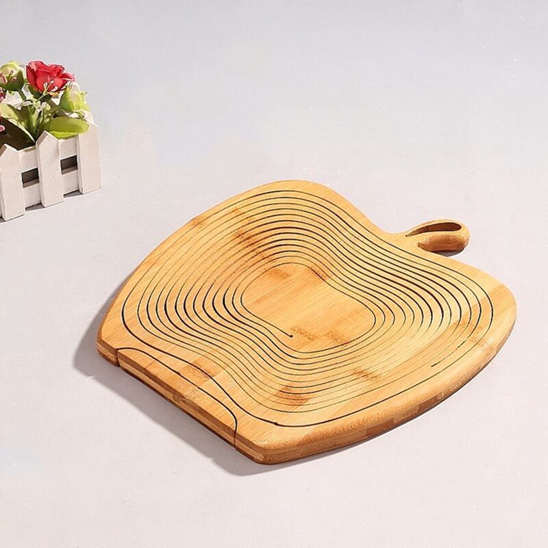 Orthorun | Foldable Wooden Fruit Bowl – Expandable All-Natural Acacia Wood Serving Bowl