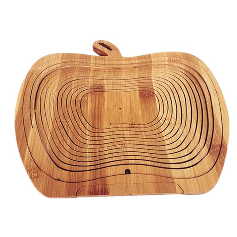 Orthorun | Foldable Wooden Fruit Bowl – Expandable All-Natural Acacia Wood Serving Bowl