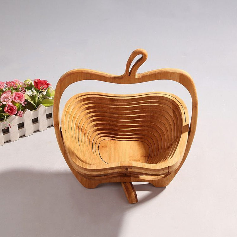 Orthorun | Foldable Wooden Fruit Bowl – Expandable All-Natural Acacia Wood Serving Bowl