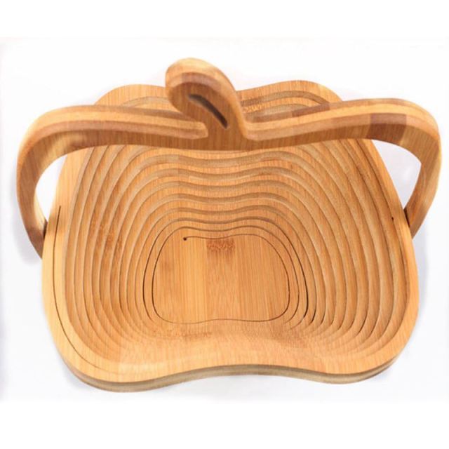Orthorun | Foldable Wooden Fruit Bowl – Expandable All-Natural Acacia Wood Serving Bowl