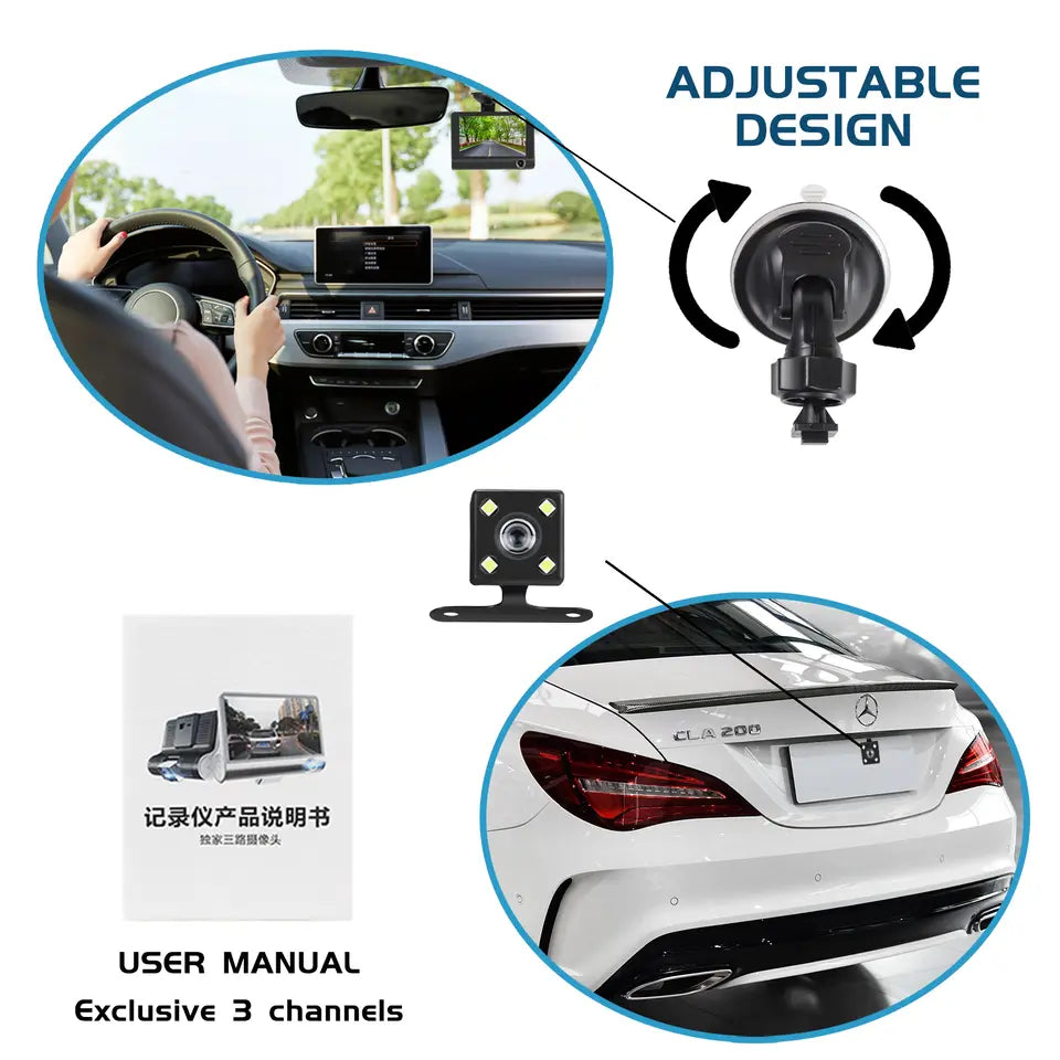 4" Touch Screen Front and Rear Dash Cam - Orthorun