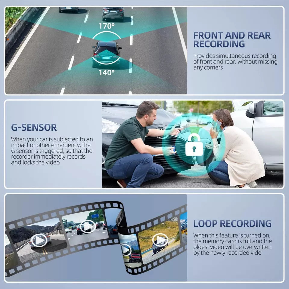 4" Touch Screen Front and Rear Dash Cam - Orthorun
