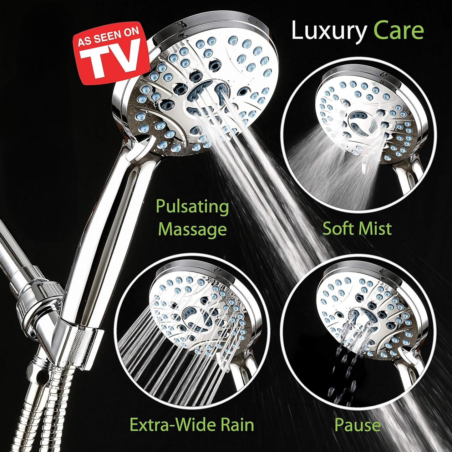 Adjustable Pressure Handheld Shower Head With A Hose - Orthorun