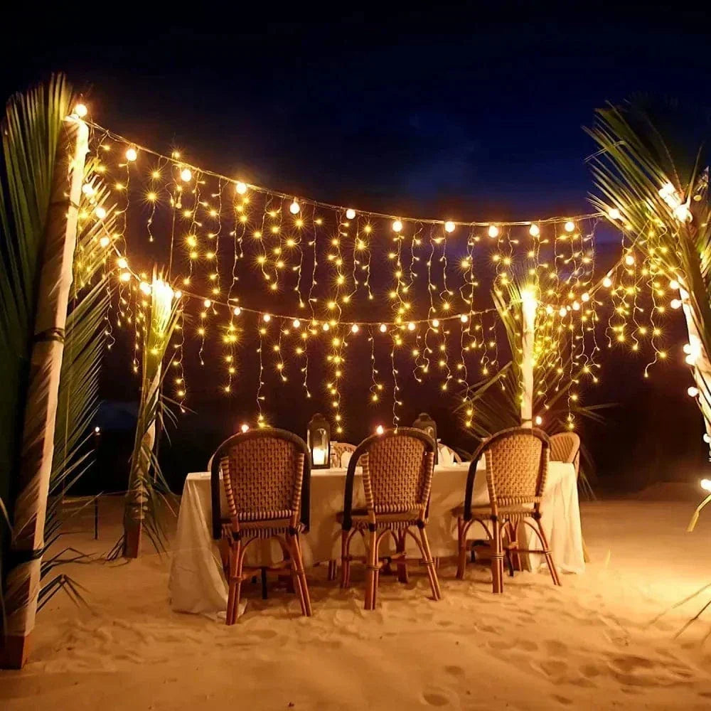 Orthorun | Twinkling Icicle String LED Lights - Warm White & Cool White, Extendable for Indoor & Outdoor Holiday Decor