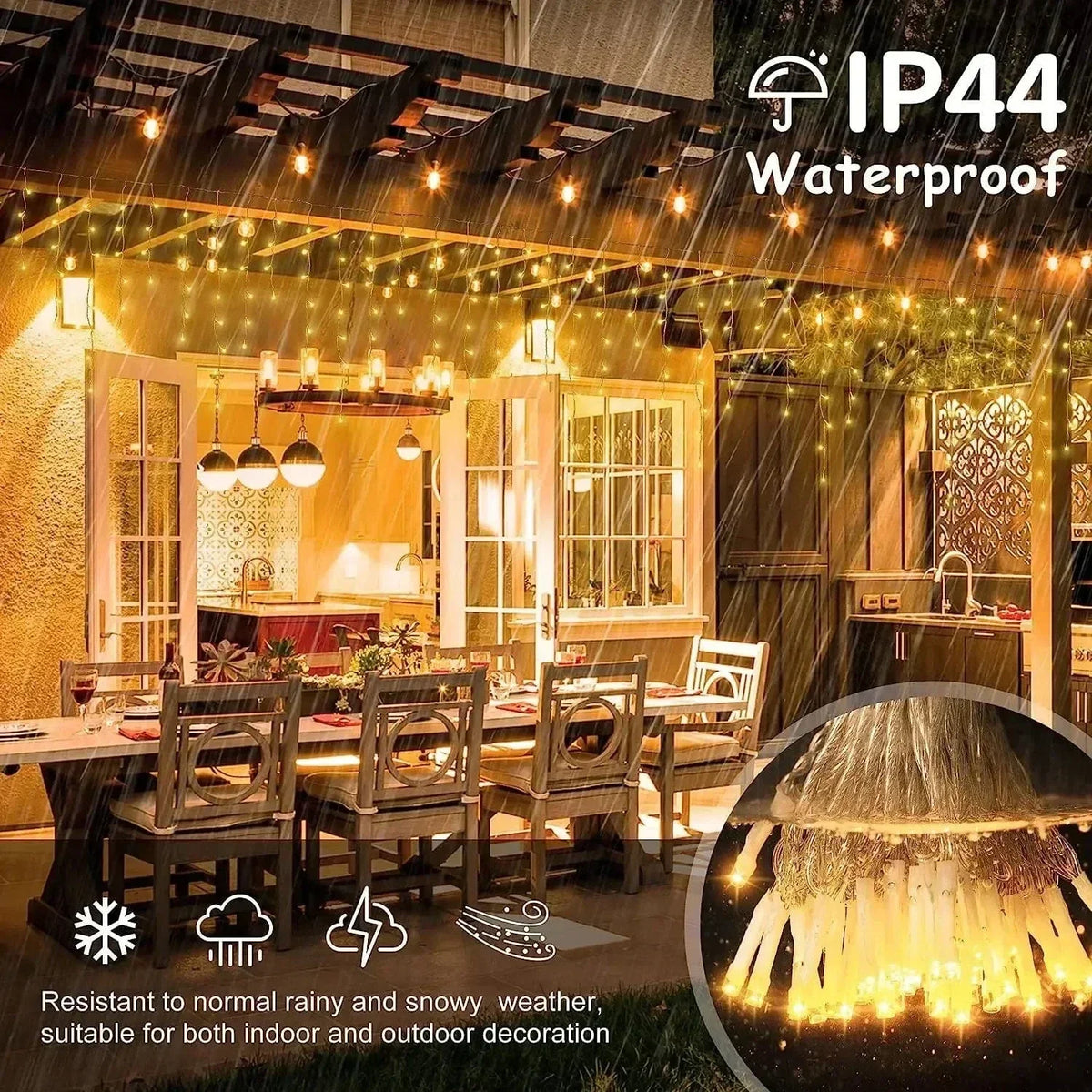 Orthorun | Twinkling Icicle String LED Lights - Warm White & Cool White, Extendable for Indoor & Outdoor Holiday Decor