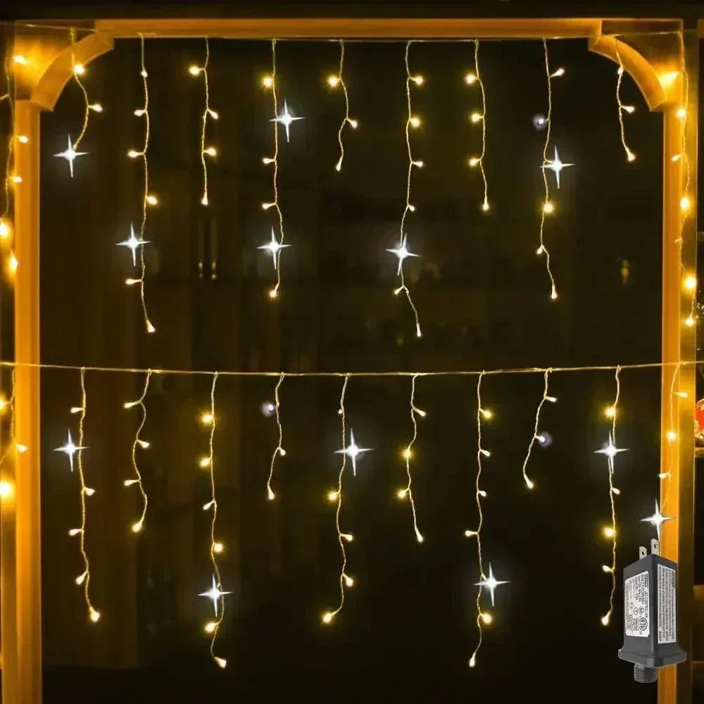 Orthorun | Twinkling Icicle String LED Lights - Warm White & Cool White, Extendable for Indoor & Outdoor Holiday Decor