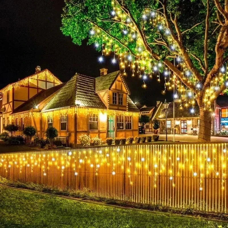 Orthorun | Twinkling Icicle String LED Lights - Warm White & Cool White, Extendable for Indoor & Outdoor Holiday Decor