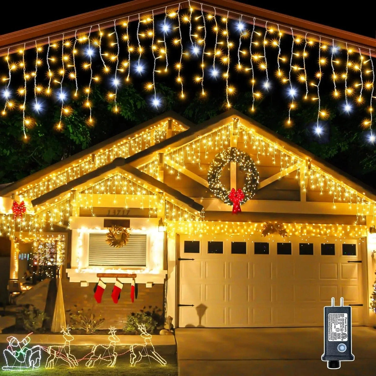 Orthorun | Twinkling Icicle String LED Lights - Warm White & Cool White, Extendable for Indoor & Outdoor Holiday Decor