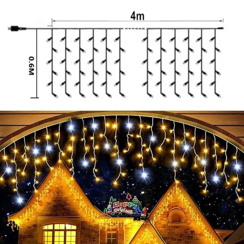 Orthorun | Twinkling Icicle String LED Lights - Warm White & Cool White, Extendable for Indoor & Outdoor Holiday Decor