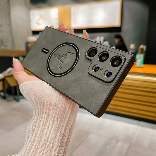 Orthorun | Leather Case for Samsung Phone - Magnetic Wireless Charging Case