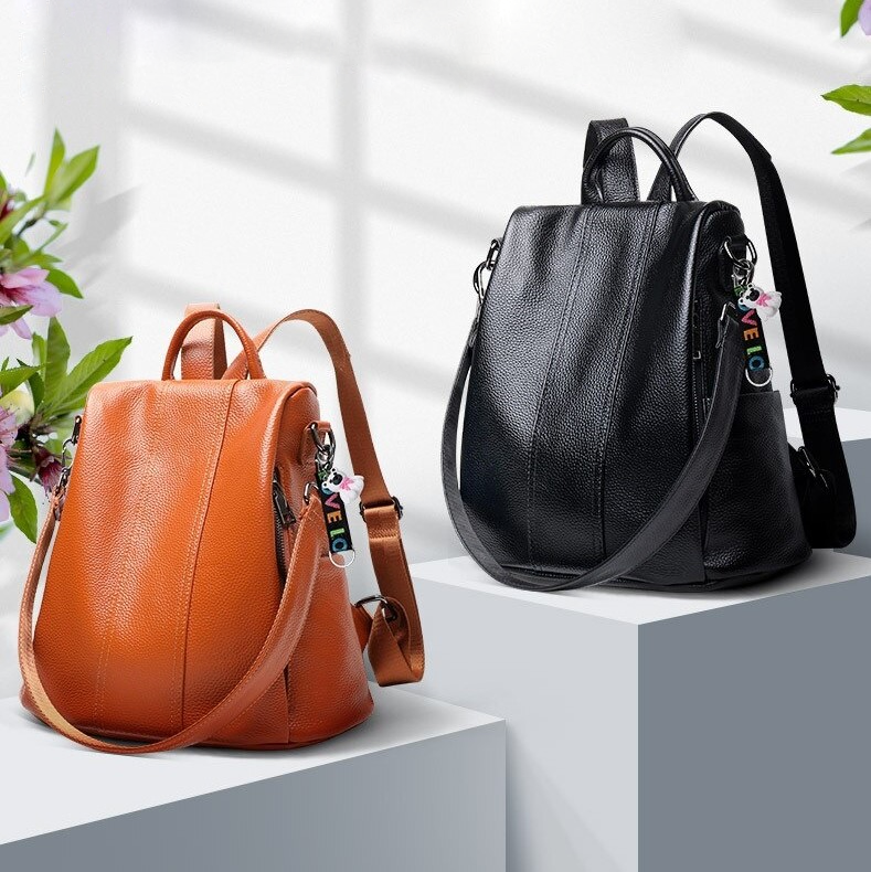 Orthorun | Theft-Resistant Leather Backpack – Anti-Theft Travel Bag for Men & Women